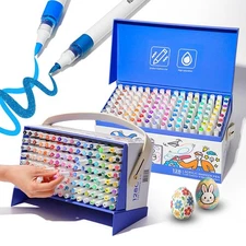 ROSYMENG Acrylic Paint Markers, 120 Colors + 8 Metal Colors - Large Ink Capac...