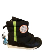 Wonder Nation Girls Puffy Winter Boots Black/Lime Green Size 6 NEW