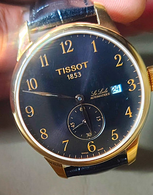 Tissot Le Locle Automatic Men's Watch Black Dial Date RoseGold Case Leather Band