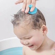 Baby Bath Brush Silicone Cradle Cap Shampoo Massage Brush Newborn Care Soft Blue