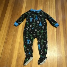 Just One You by Carter's Black Blue Green Space Print Footed Pajamas 18M