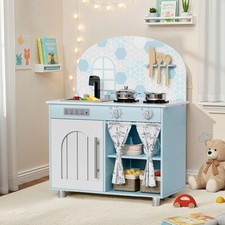 Wooden Corner Play Kitchen for Kids – Pretend Cooking Role Play Toy Kitchen