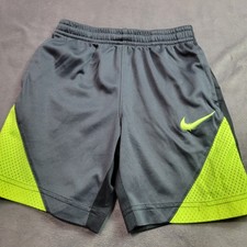 Nike Boys Gray Neon Green Dri-FIT Mesh Athletic Shorts Size 6 M 5-6 YRS D278-693