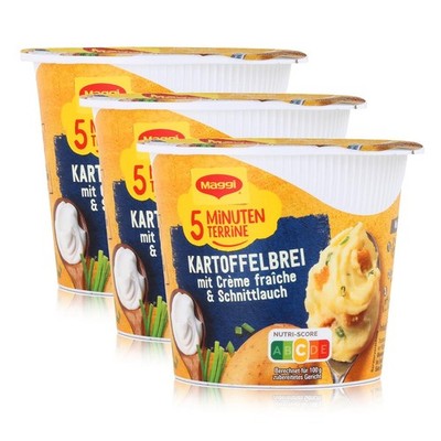 Maggi 5 Minuten Terrine Kartoffelbrei Créme fraiche Schnittlauch 53g (3er Pack)