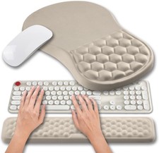 2In1 Ergonomic Mouse Pad Wrist Support Rest Keyboard Set Memory Apricot