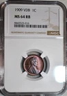 NGC MS-64 RB 1909-P VDB Lincoln Cent, Razor-Sharp & Beautifully Toned!