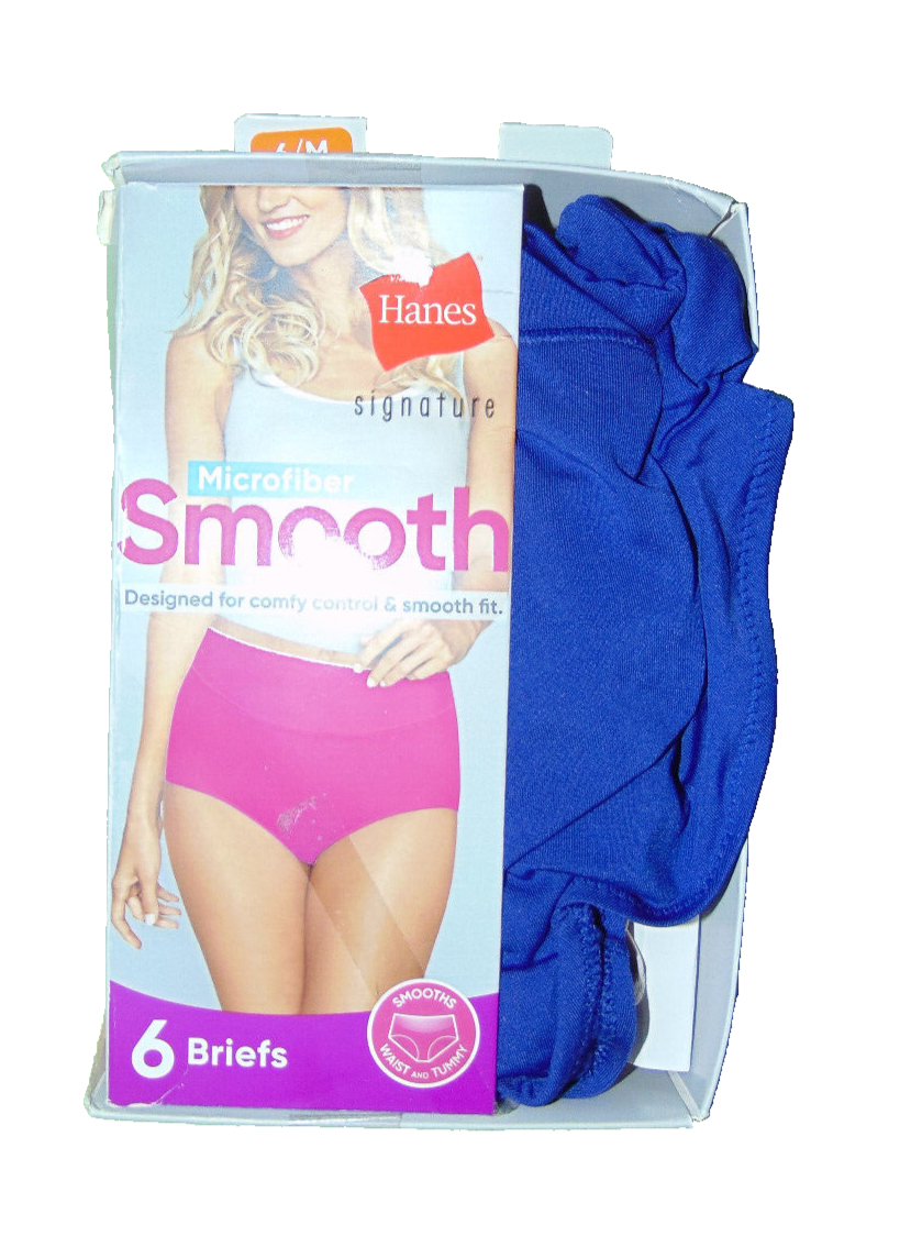 Hanes Microfiber Smooth Briefs Panties 6 Medium Women New