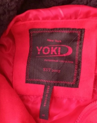 NEW YOKI RED Jacket Coat w/Hood-Vegan Fur Trim-10% Wool Body-Misses Size Med-NWT - Picture 5 of 5