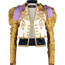 £4,030 Dsquared2 White & Gold Embellished Embroidered Blazer Sartorial Jacket