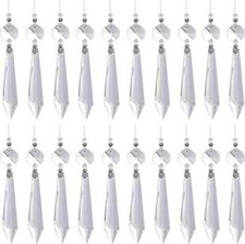 20 Pcs Clear Crystal Chandelier Icicle Prisms Replacement Parts for Lamp Decore