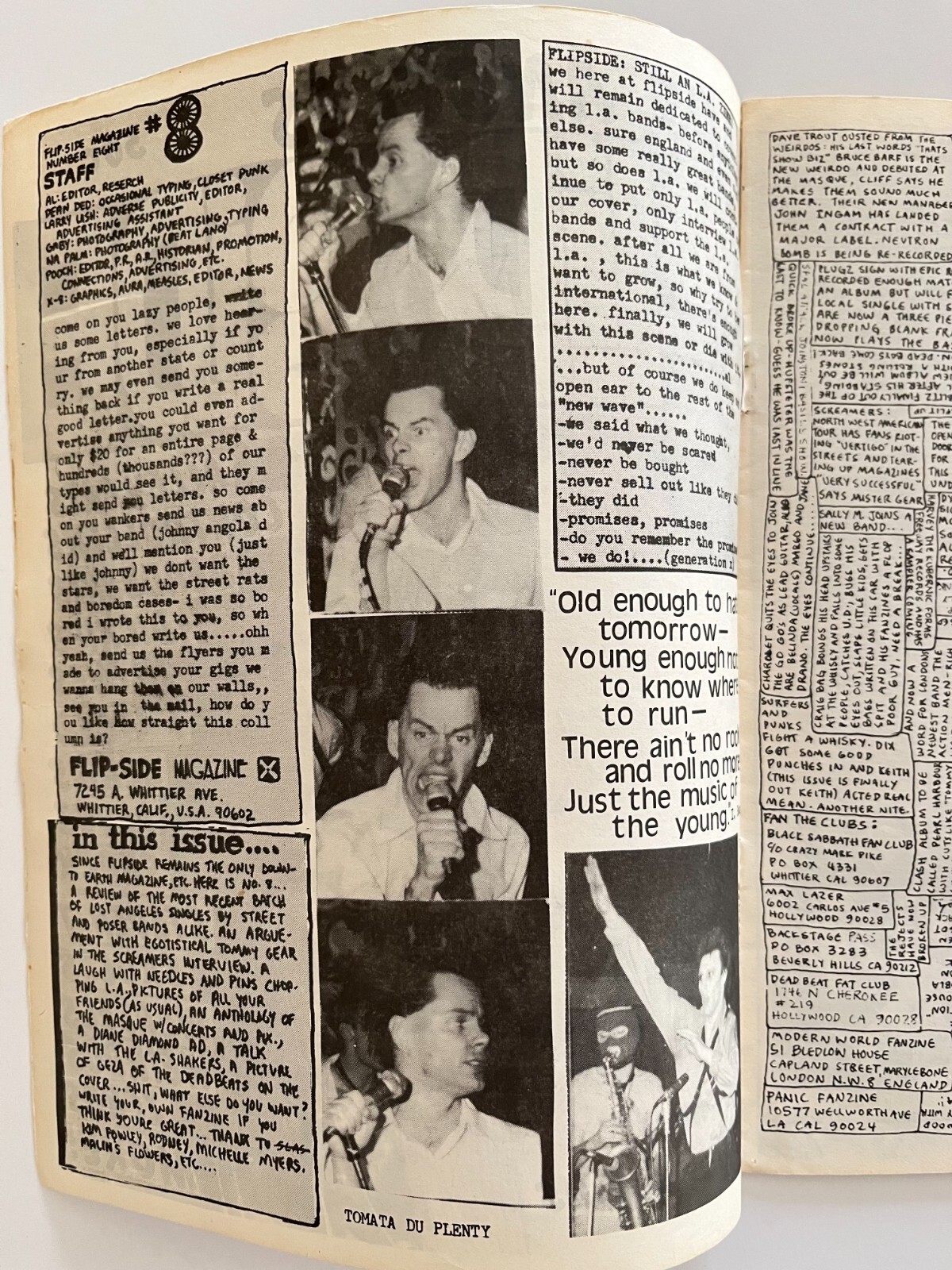 Flipside Magazine 8 Flip Side Fanzine Punk The Screamers Germs Plugz