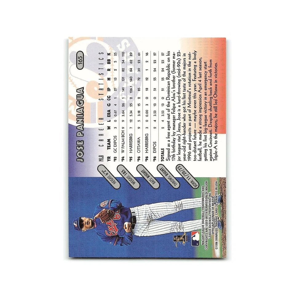 Jose Paniagua 1997 Donruss #165 Montreal Expos Baseball Card NM - Image 2 of 3