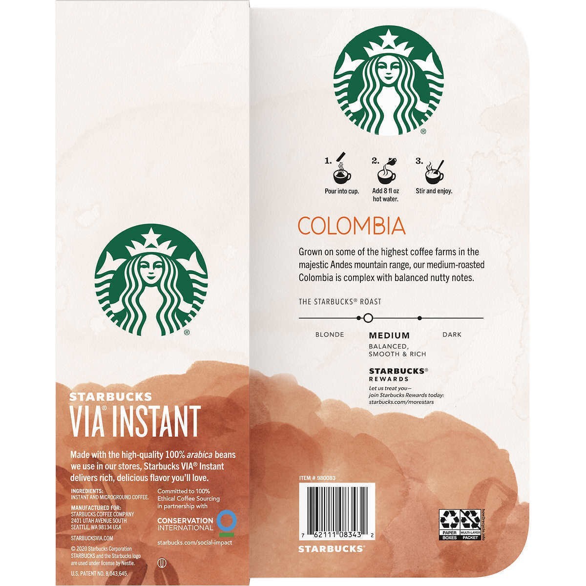 Starbucks VIA Instant Coffee Colombia Medium Roast 100 Arabica (26
