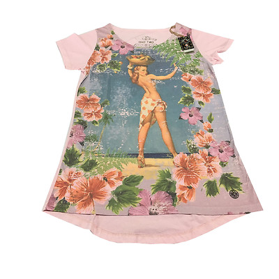 TAKE TWO T-Shirt Femme Rose Sur Aloha 52%Polyester 48%Coton