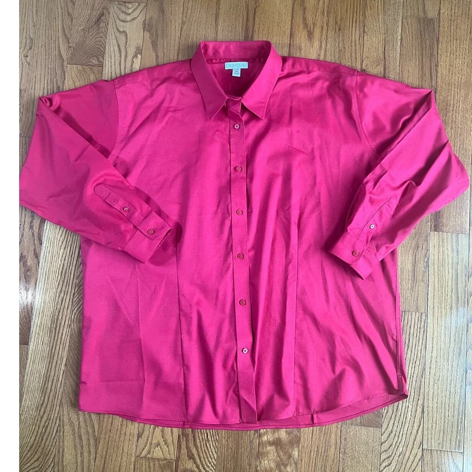 NWT Red House Nail Head No Iron Button Down Shirt, Red, Long Sleeve, size 3XL - Image 2 of 4