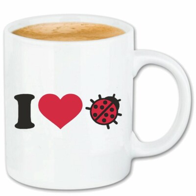 Kaffeetasse I LOVE MARIENKÄFER - KÄFER - INSEKT - UNGEZIEFER - GLÜCKSKÄFER
