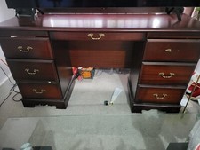 6 Drawer Dressing Table Desk - Wine Colour Gloss