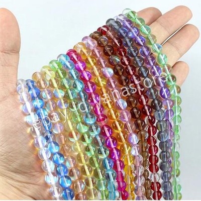 Mystisch Aura Quarz Mondstein Edelstein Lose Perlen Holographische Quarz DIY