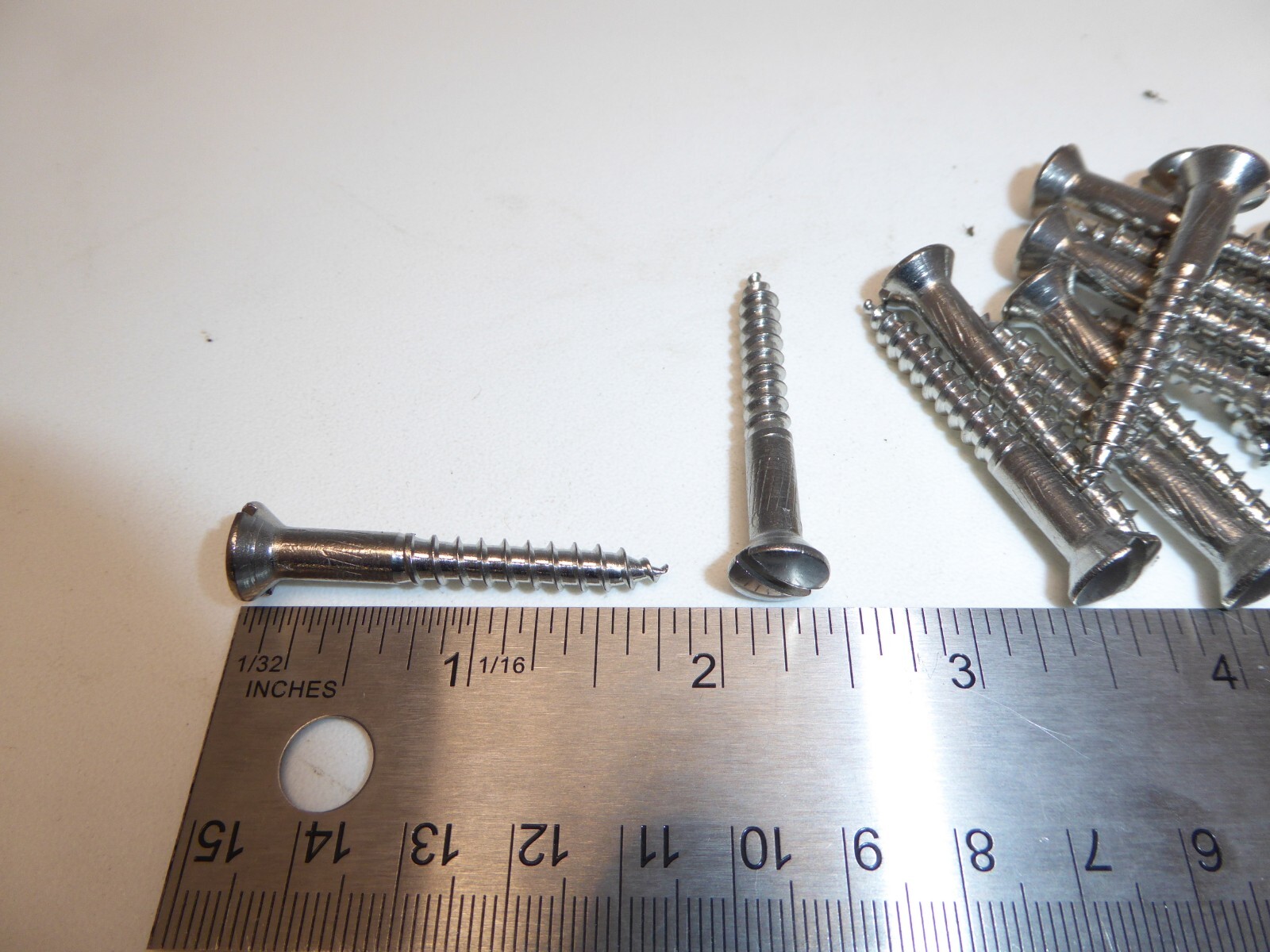 #12 x 1-3/4" Oval Head Slotted Wood Screw SS 18-8 VINTAGE MADE IN USA   Qty 15