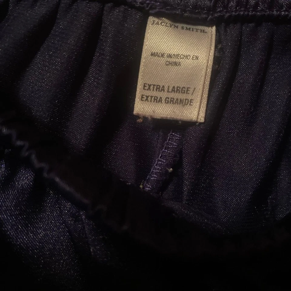 Pantalones de salón de pijama Jaclyn Smith satinado azul marino para mujer talla XL Foto 4 de 4