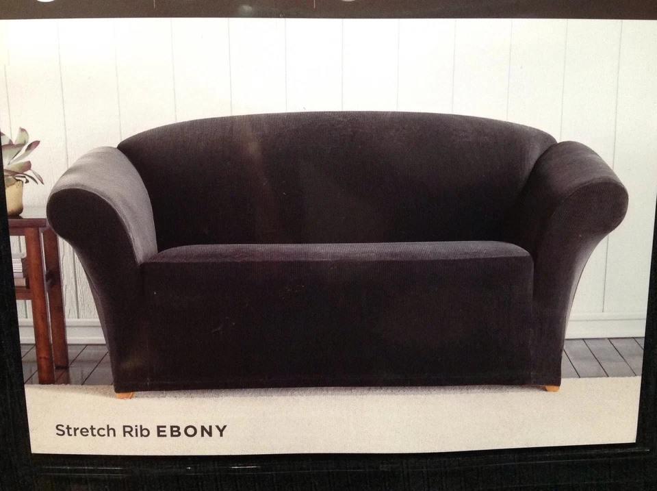 Ébano SURE FIT Loveseat Muebles Slipcover Elástico RARO descontinuado Nuevo en Paquete Foto 2 de 4