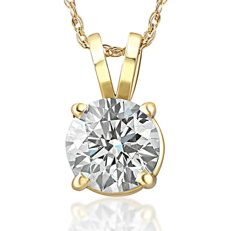 1/4 - 2 Ct T.W. Natural Diamond Solitaire Pendant in 14k White or Yellow Gold