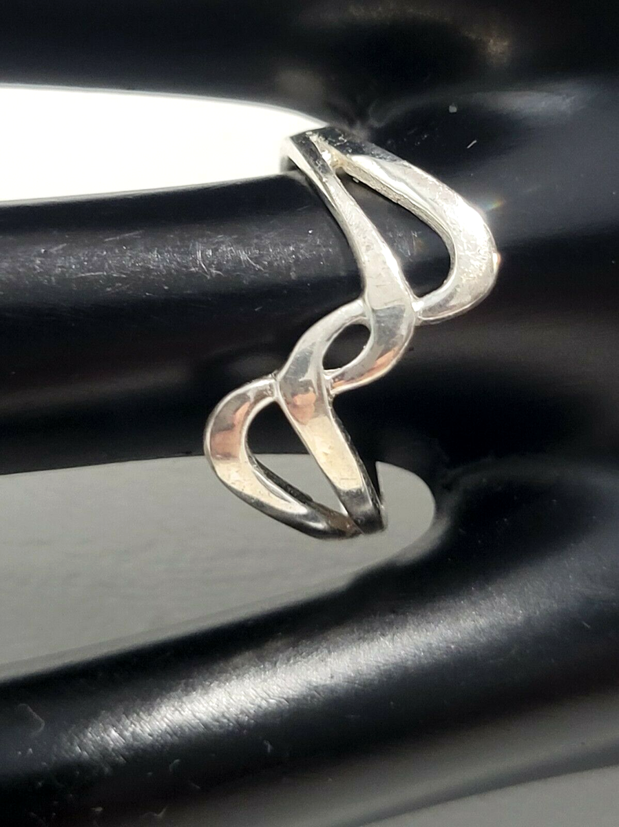 MARSALA 925 STERLING SILVER DOUBLE TWIST RING SIZE MODERNIST BOHO 339