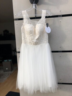 Luxuar Brautkleid aus Chiffon mit Ziersteinen - ivory (Offwhite) Größe 40