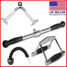 Tricep Press Down D Cable Machine V Attachment LAT Pulldown Gym Set 4pcs