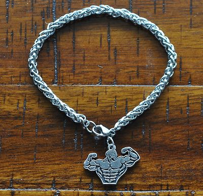 Bodybuilding Silberfarben Armband Mit Anhänger Crossfit Fitness Training