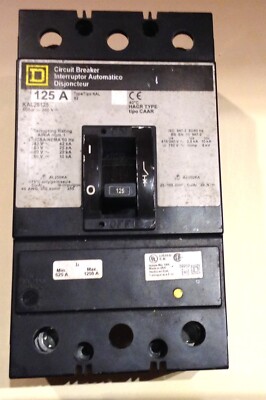 Square D 125 Amp Breaker KLA26125 600 Volt DC 2 Pole UPS Battery Back Up
