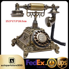Antique Vintage Handset Old Telephone European Style Rotary Dial Phone Gold New