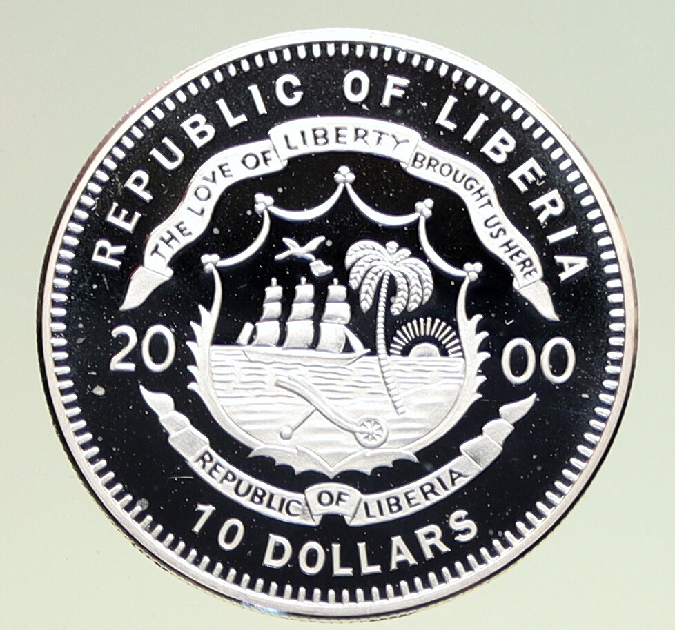 2000 LIBERIA USA Air Force One BOEING 707 Old Proof Silver $10