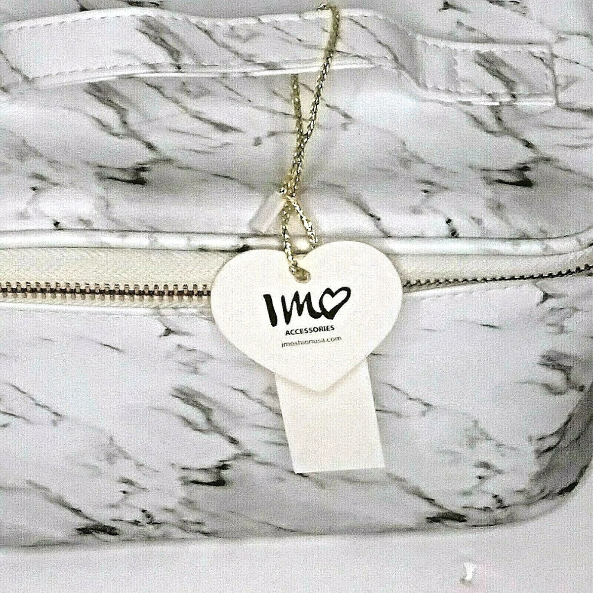 IMO Imoshion Full Size Cosmetic Makeup Bag Marble Design Copper Coated Zipper