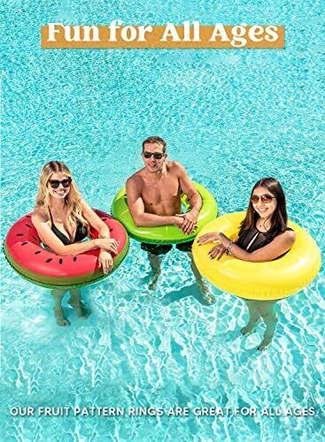 3 Pack Inflatable Pool Floats Fruit Swim Tube Pool Rings Swimming Floaties - Picture 5 of 8