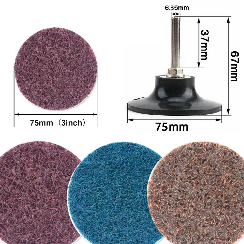 30Pcs Mix 3inch 75mm Sanding Discs Scotch Brite Roll Lock Surface Coarse Pads UK - Image 2 of 4