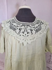Victorian Trading SM Juniper Battenberg Lace Collar Swing Dress Green 41B