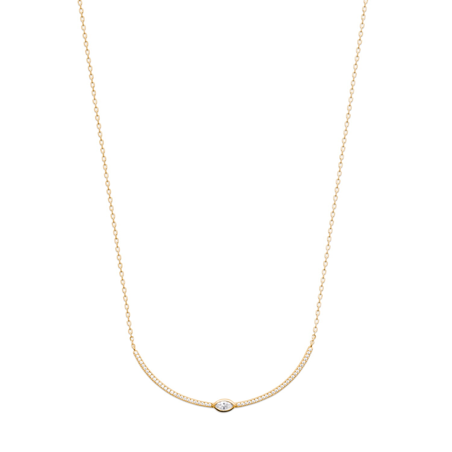 Collier solitaire zirconium de haute joaillerie en plaqué or 18 carats
