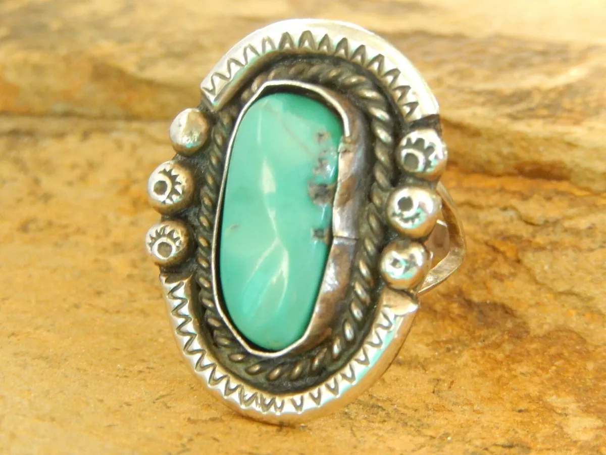 Vintage large turquoise ring sale