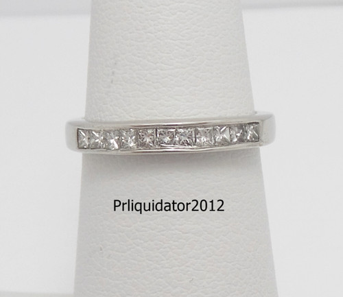 1/3CT Natural Princess Diamond Anniversary Wedding Band Ring 14K White Gold