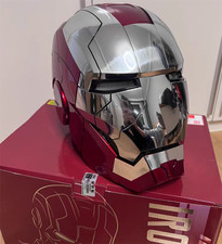 IN US AUTOKING Iron Man MK5 Silver Helmet 1:1 Voice-controlled Wearable Gift