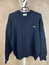Men Chemise Lacoste Navy Blue Wool Long Sleeve Knit Jumper Sweater Size 6