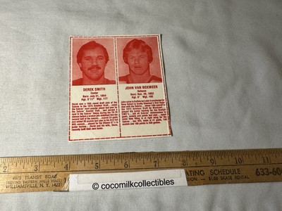 Two 1981 Buffalo Sabres Wendts Milk Carton Cards Van Boxmeer D Smith NHL Hockey