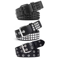 Black Studded Belt Punk Rock Rivet Belts Bright Pyramid Studded Men/Women