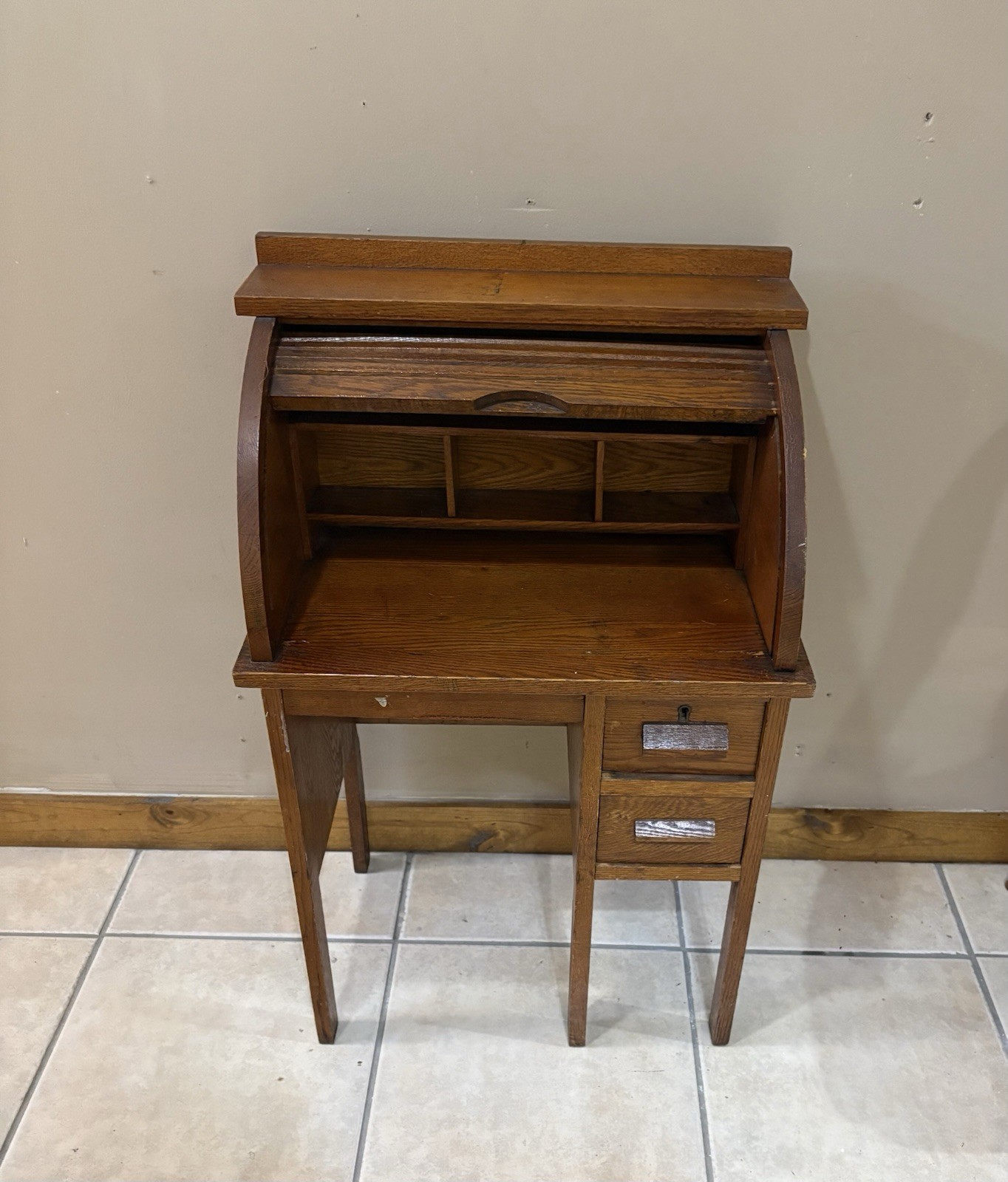 Vintage Steinfeld Wooden Roll-Top Desk Child Size