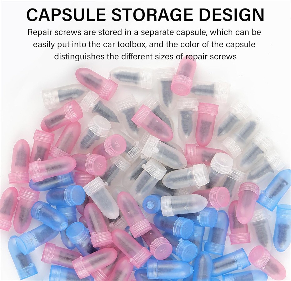 100Pcs Tire Repair Rubber Nails Tyre Puncture Repair Screws Kit w/ Screwdriver