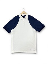 Alexander Mcqueen Men White Navy Blue Polo shirt Made in Italy, Size XL