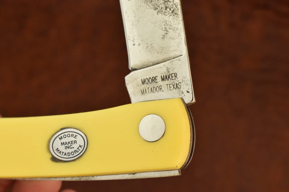 CUCHILLO MOORE MATADOR HECHO EN TEXAS EE. UU. AMARILLO JUMBO LOCKBACK SODBUSTER (28308) Foto 3 de 4