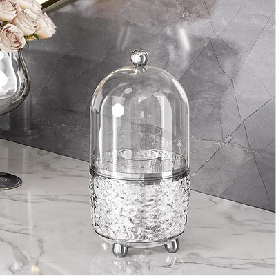 360 Rotating Makeup Brush Holder with Lid Dustproof Spinning Brush Storage fo...