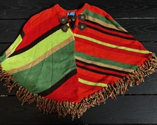 The Children's Place Knitted Poncho Colorful Orange Green Gems Girl's L 10/12